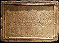 Epitaph of Fuscus at Arrien-en-Bethmale (Ariège) with reversed F to abbreviate the word filiae.