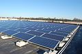 Solar panels on the roof of the headquarters