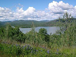 View of Collins Lake with a view from the Hillside