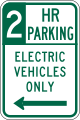 R7-112 Two hour parking, electric vehicles only