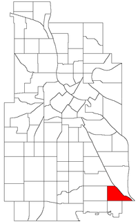 Location of Minnehaha within the U.S. city of Minneapolis