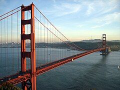 The Golden Gate Bridge, connecting San Francisco with Marin County