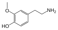 Skeletal formula of 3-methoxytyramine