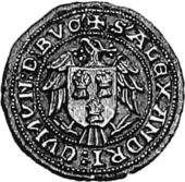 Black and white illustration of a mediaeval seal