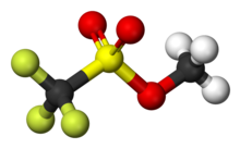 Ball-and-stick model of methyl triflate