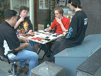 Kids playing Yu-Gi-Oh!