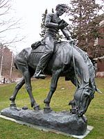 Young Abe Lincoln on Horseback, bronze 1966, on the campus of the State University of New York College of Environmental Science and Forestry, Syracuse, New York[27]