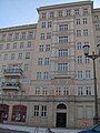 A closer look at a Frankfurt Allee façade, showing the neo-classical tilework