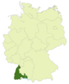 Map of Germany: Position of South Baden highlighted