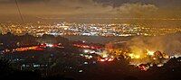 San Bruno explosion and fires, at night