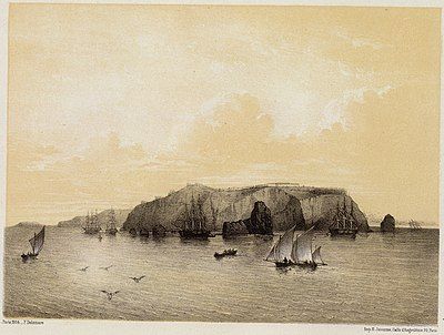 Drawing of Chincha Islands, Peru. 1865