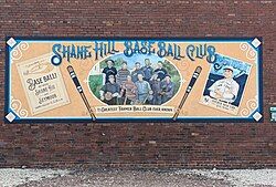 A painting in Clio, Iowa, commemorating a local baseball club active from 1878 to 1898[1]