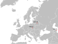 Map of the hosts of the European Games