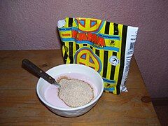 Kama, a cereal and legume flour is traditionally eaten mixed with just milk or buttermilk, now also used for making desserts.