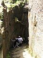 The steep steps of the chimney-like top of the fort are intact and are used by trekkers today.