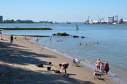 Beach on the river Maas, Heijplaat, Rotterdam