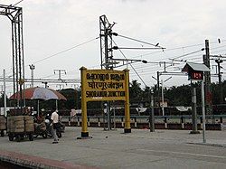 Shoranur Junction railway station, the largest railway station in the state in terms of area.