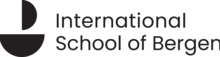 A combined logo showing a minimalistic boat in black to the left and with the text International School of Bergen spelled out in poppins over two lines