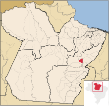 Location of Jacundá in Pará and Brazil