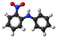 Ball-and-stick model of the 2-nitrodiphenylamine molecule