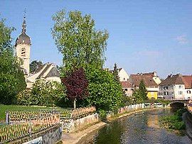 The River Allaine and the village centre