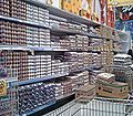 Un-refrigerated eggs for sale at a Chedraui grocery store in Oaxaca, Mexico