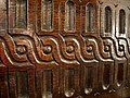 Manor House Museum Oak bench from home of Thomas Chippendale: closeup. 22 May 2009