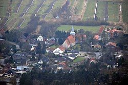 Aerial photo with St. Pancras Church