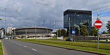 View of the avenue featuring other Katowice landmarks