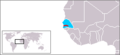 Location of Senegambia in Western Africa. (Senegal (Blue), Gambia (Red))