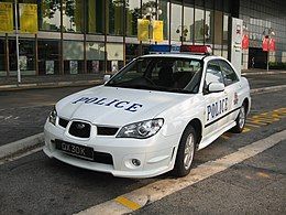 A Subaru Impreza fast response car at Suntec City Mall.