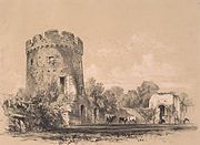 Plate from: "The Castles & Abbeys of Monmouth" J.S. Prout. 1838