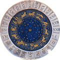 An astrological clock, showing all the signs of the zodiac