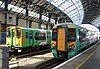 Two Southern trains at Brighton station in 2012