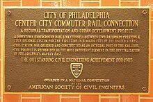 Plaque from the American Society of Civil Engineers in Jefferson Station