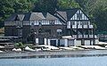 Crescent & Pennsylvania Barge Club in 2010 with an "L" painted on the dock for La Salle College Higschool