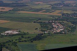 The village seen with a bird's eye view