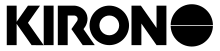 The Kiron logo consists of the word "Kiron", styled in all-capital letters, followed by a circle bisected horizontally by a thin line.