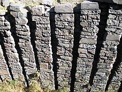 Stacked rock detail of lock wall of Lock 28 near White Haven, 2008