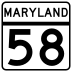 Maryland Route 58 marker