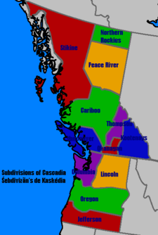 The map of Cascadia, with provinces).