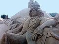 Sand sculpture of famous clown Oleg Popow