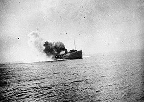 Mona's Queen striking a mine on the approach to Dunkirk, 29 May 1940.