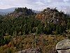 Hohnekamm: View from the Leistenklippe to the Grenzklippe; in the background the Brocken