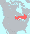 Pre-contact distribution of the Plains Ojibwe, Southwestern Ojibwe (Chippewa), and Algonquin dialects of the Ojibwe language