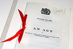 Australia Act 1986 (United Kingdom) document, located in Parliament House, Canberra