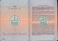 Visa page and Information page of a Marshallese passport.