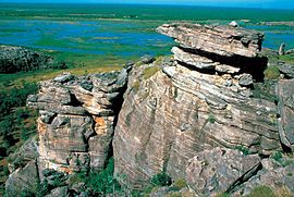 Sandstone outcrop and wetlands in Kakadu National Park