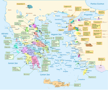 Homeric Greece, with English labels