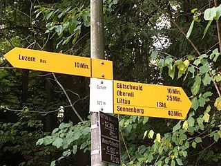 hiking destination from upper station: Luzern, Gütschwald, Oberwil, Littau, Sonnenberg [de]